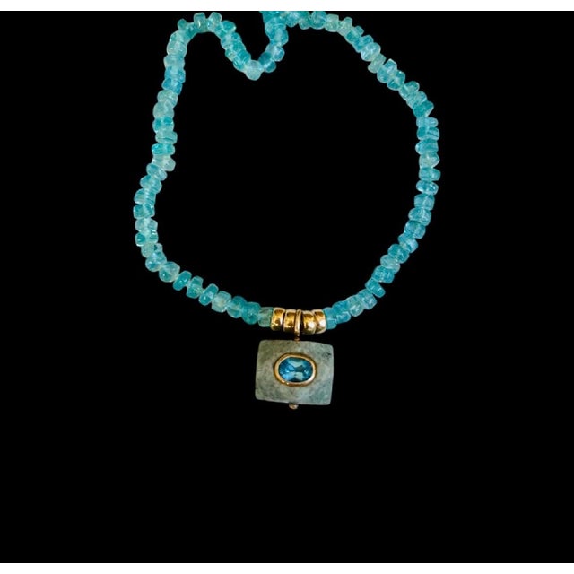 Apatite Pendant Necklace With 14k Gold For Sale - Image 12 of 12