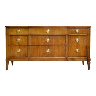 1970s Transitional 9 Drawer Dresser With Round Ring Pulls by Century Furniture For Sale