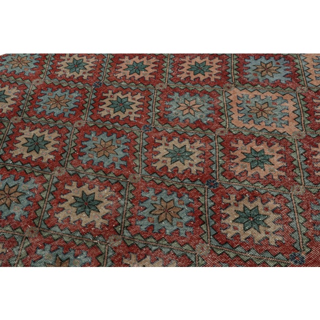 Rug & Kilim Vintage Zeki Müren Rug in Burgundy With Geometric Patterns, From Rug & Kilim For Sale - Image 4 of 7
