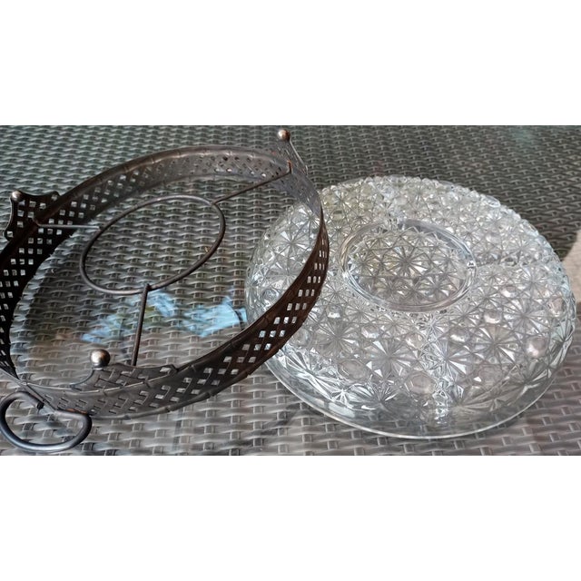 Vintage Crystal and Silver Carved Appetizer Tray, 1920s, Set of 2 For Sale - Image 3 of 18