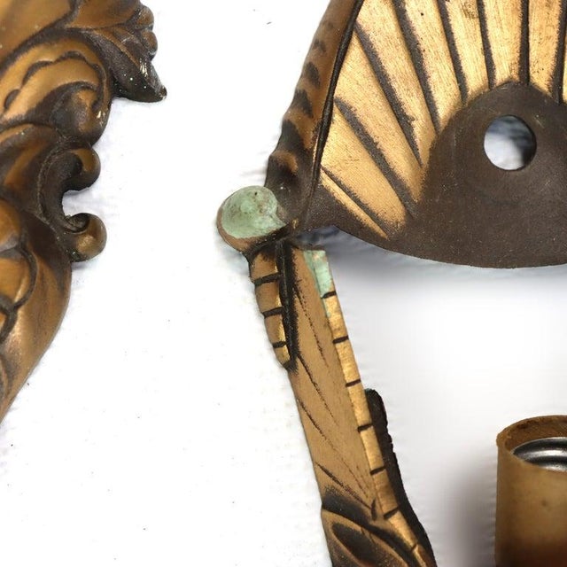 Bronze 1920s Art Deco Bronze Finish Slip Shade Wall Sconces - Set of 4 For Sale - Image 8 of 8