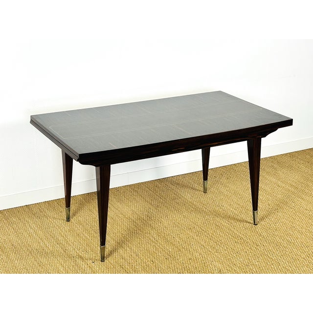 Art Deco Dining Table in Macassar Ebony with Extensions, France, 1940s For Sale - Image 18 of 18