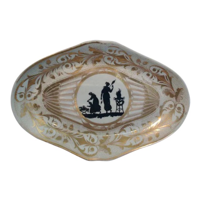 18th Century Coalport Neoclassical Porcelain Silhouettes Dessert Dish For Sale
