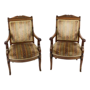 Set of 19th Century French Empire Armchair Fauteuils Chairs