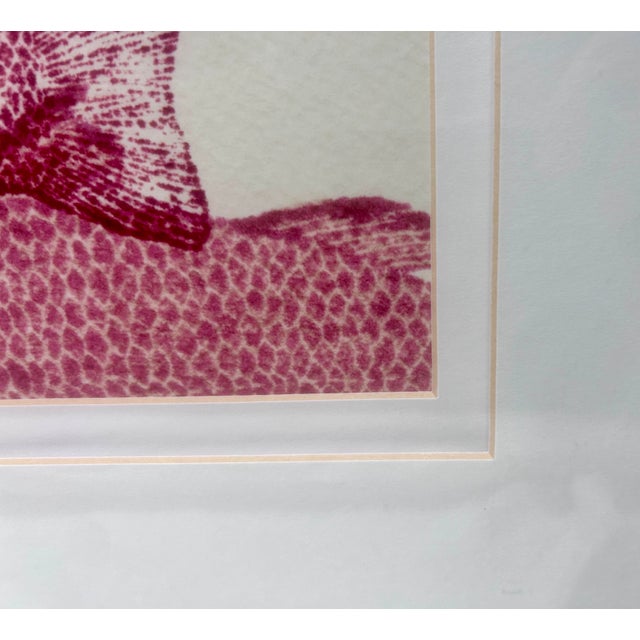 Vintage “Pink Salmon Run - Coastal Wood Block “ Print Framed For Sale - Image 10 of 12