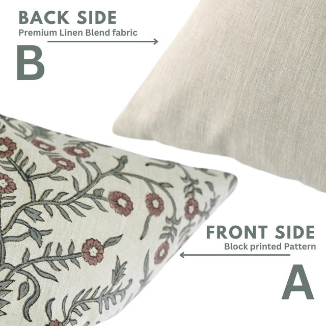 Fabdivine Shehjan Handmade Block Print Pillow Covers 14x14 Inches Linen Blend Decorative Cushion For Sale - Image 4 of 10