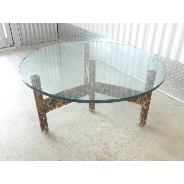 1970s 1970's Brutalist Multi Color Welded Metal Three Leg Coffee Table For Sale - Image 5 of 12