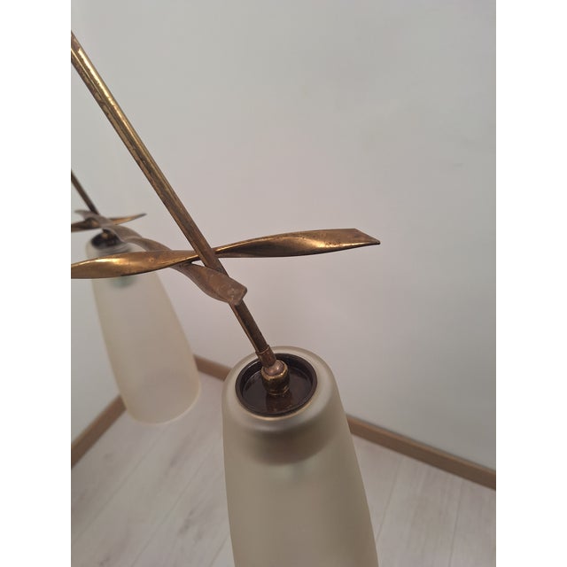 Goldenrod Vintage Pendant Light with Twisted Brass Structure from Fontana Arte, 1950s For Sale - Image 8 of 18