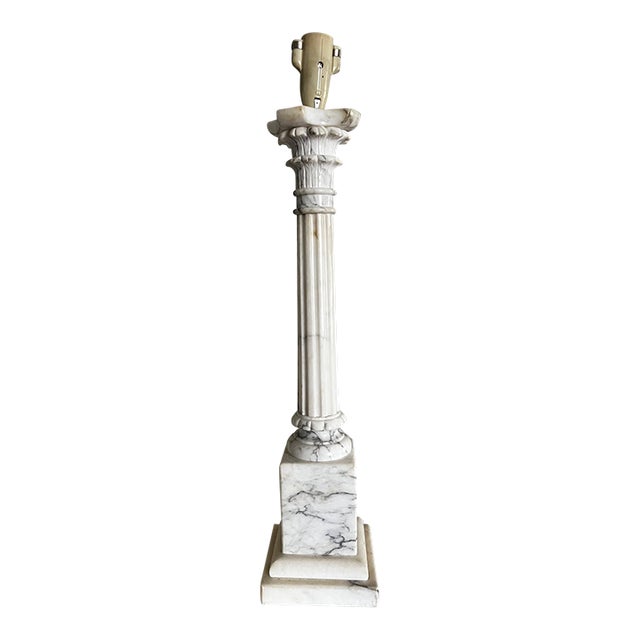 Black and White Marble Neoclassical Column Lamp For Sale