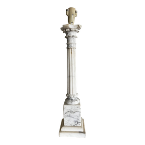 Black and White Marble Neoclassical Column Lamp