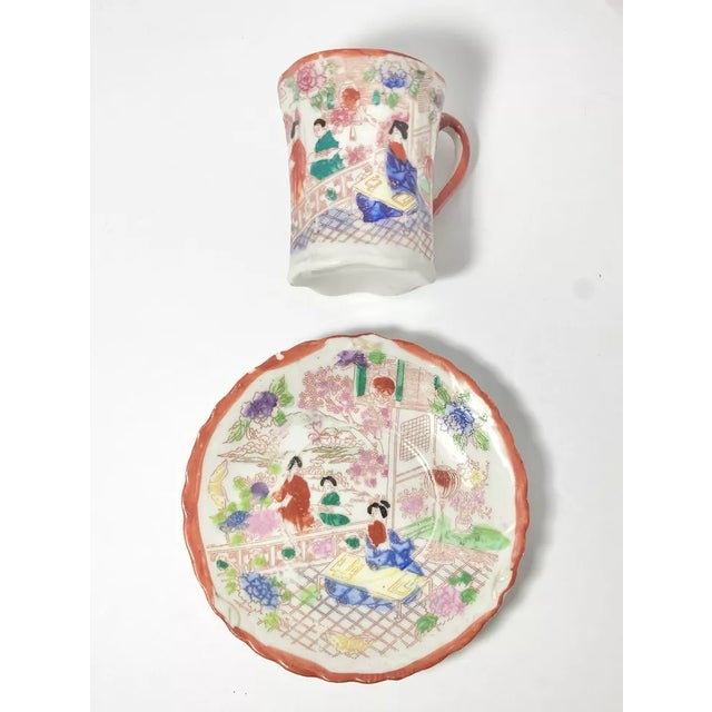 1940s Postwar Japanese Import 13-Piece Bone China Demitasse Coffee Set For Sale - Image 10 of 12