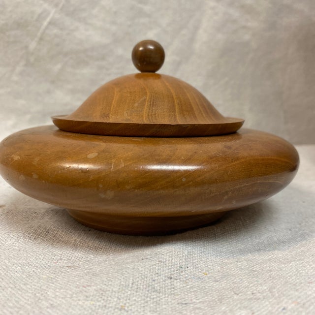 Myrtlewood Lidded Trinket Turned Hand Made Bowl For Sale - Image 4 of 10