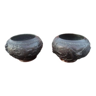 19th Century Japanese Bronze Planters Jardinieres - A Pair For Sale