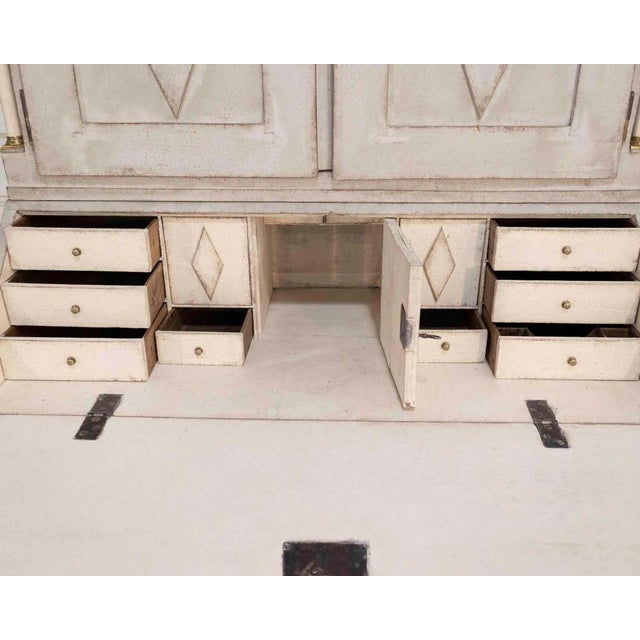 18th Century Fine Swedish three-part bureau with charming carvings and marble-painted columns For Sale In Atlanta - Image 6 of 11