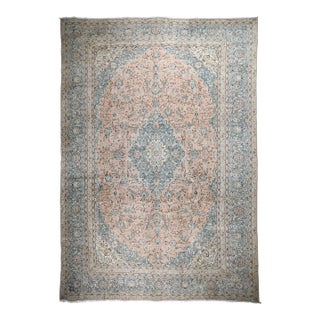Vintage Persian Tabriz Rug – Pastel Floral Medallion Elegance - 9' 9'' X 12' 4''' For Sale