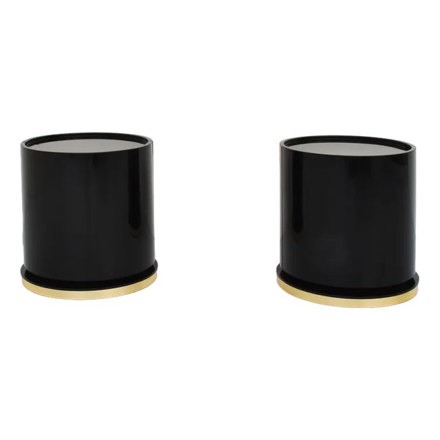 Black Lacquered Bedside Tables by Mario Sabot, 1970, Set of 2 For Sale