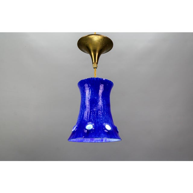 Mid-Century Modern Blue Enameled Iron Pendant Light, 1960s For Sale - Image 15 of 18