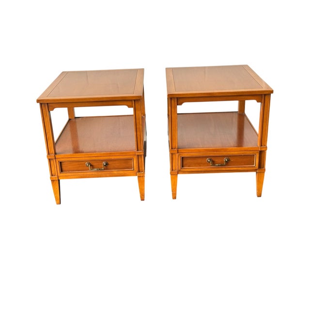 Hekman Furniture Hekman Mid-Century Modern Walnut End Tables With Drawer and Open Shelf - A Pair For Sale - Image 4 of 13
