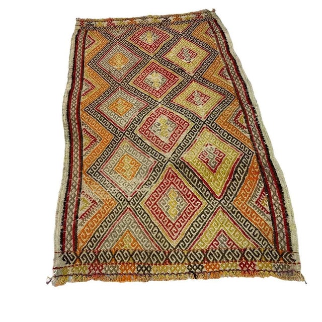 Brown Small Anatolian Turkish Kilim Rug For Sale - Image 8 of 11