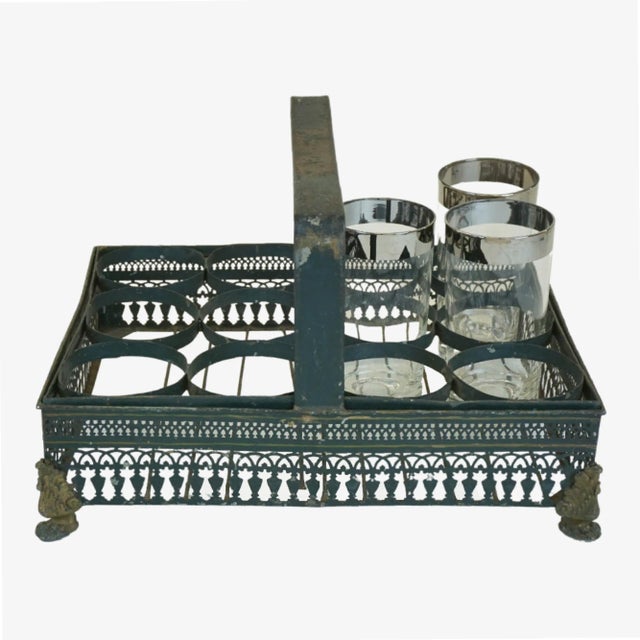 This vintage French drink caddy with handle holds 12 glasses and displays beautifully indoors or outdoors. Design features...