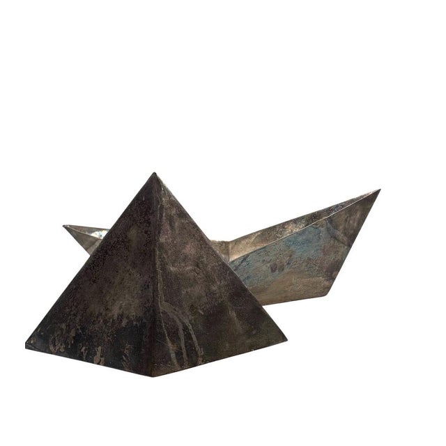 Modern Silver-Plated Paper Boat Sculpture by Aldo Cibic for Paola C., Italy, 1980s For Sale - Image 11 of 18