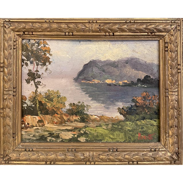Moretti, Lake Landscape, 20th Century, Oil on Panel For Sale