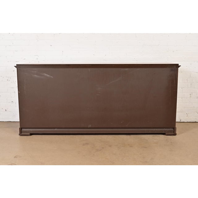 1980s Baker Furniture French Regency Louis XVI Carved Cherry and Burl Wood Sideboard or Bar Cabinet For Sale - Image 12 of 13