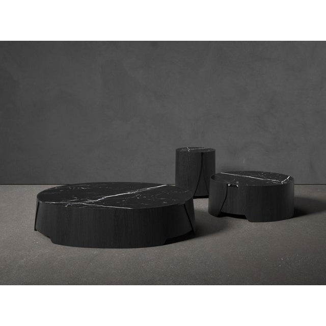 Small Perianth Table by Haymann Editions Dimensions: D 39.5 x W 40 x H 45 cm. Materials: Oak, Nero Marquina marble....