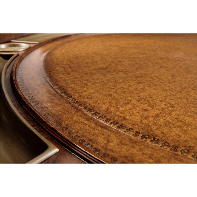 Wood Mahogany Round Poker Table For Sale - Image 7 of 11