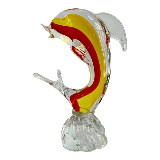 1960s Mid- Century Murano Art Glass Dolphin Fish Sculpture For Sale