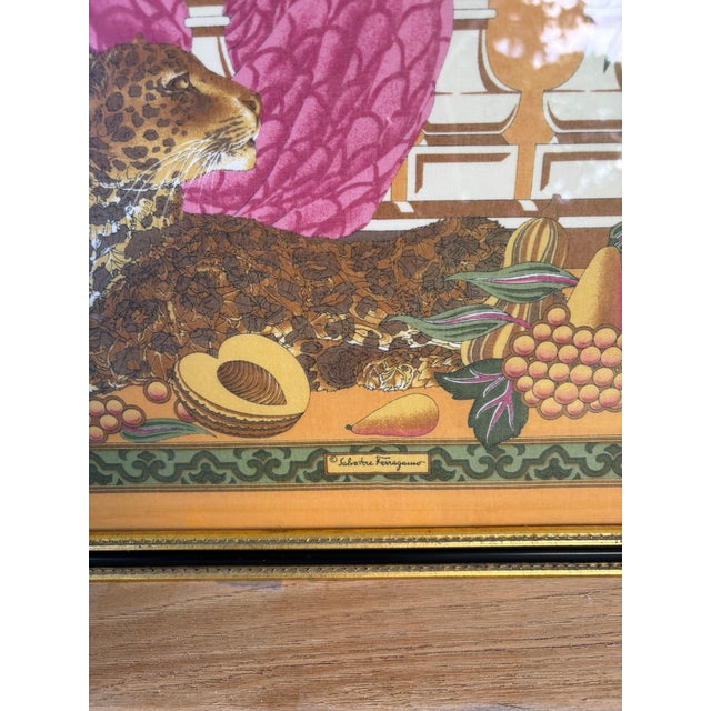 Pair of Framed Salvatore Ferragamo Vintage Leopard Silk Scarves, Circa 1980s–1990s For Sale In Portland, ME - Image 6 of 6