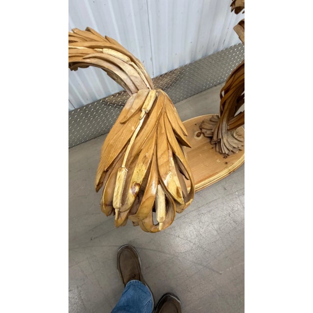 Tuscan 1960s Attributed to Bartolozzi and Maoli Hand Carved Willow and Cattails Dining Base Italy For Sale - Image 3 of 4