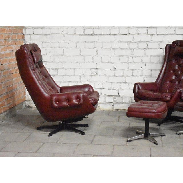 Swivel Chairs with Ottomans from T. J. Laitinen, Finland, 1970s, Set of 4 For Sale - Image 5 of 7