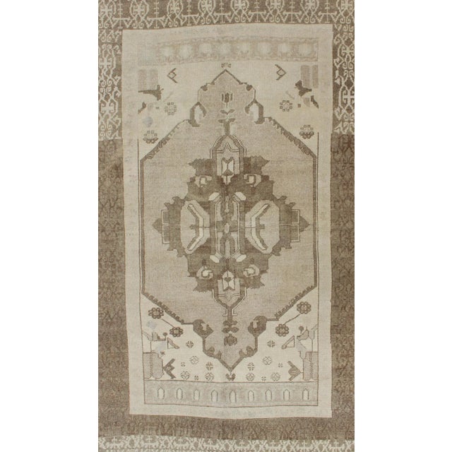 Islamic Vintage Turkish Oushak Rug in Taupe, Brown and Earth Colors For Sale - Image 3 of 7