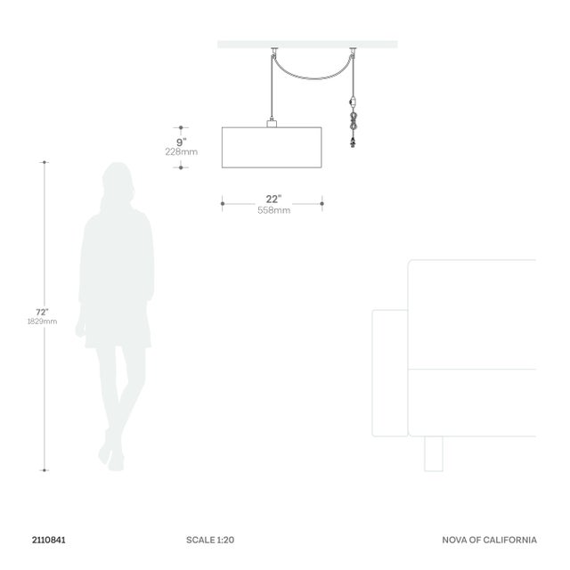 Modern Stretch Swag Lamp, Cashmere Gray Linen Shade, Satin Nickel, for Living Room or Bedroom For Sale - Image 3 of 3