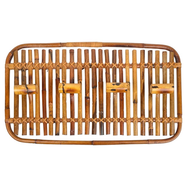 Mid-Century Modern Rattan & Bamboo Coat Rack Stand, Italy, 1960s For Sale - Image 11 of 11
