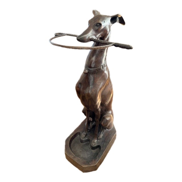 Mid 20th Century Charming Maitlin-Smith Bronze Whippet Dog Umbrella / Cane Stand For Sale