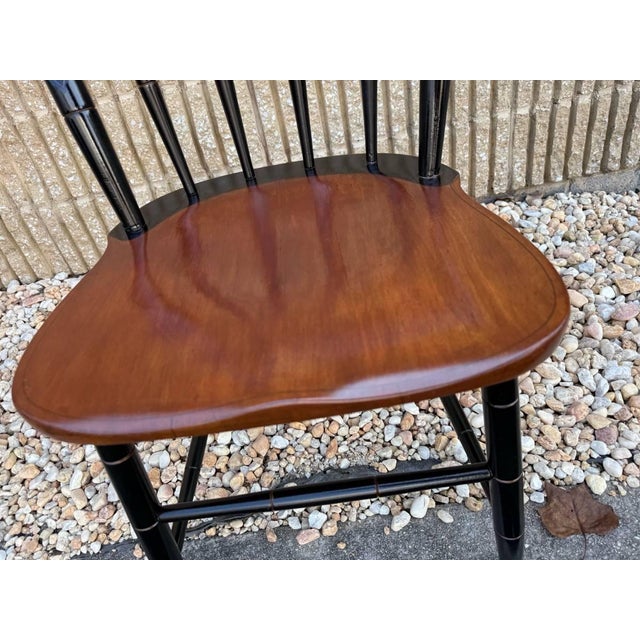 Late 20th Century Pair of Maple and Black Stenciled Side Chairs by Heywood Wakefield For Sale - Image 15 of 17