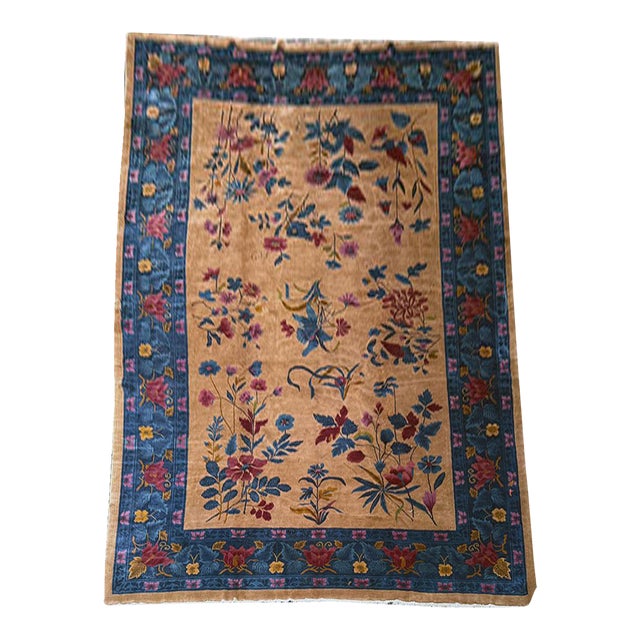 A Breathtaking 10' X 14' Antique Mandarin Art Deco Chinese Rug For Sale