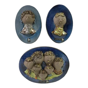 1970s Design Aimo Nietosvuori Jie Gantofta Keramik Verkstad Modern Ceramic Wall Plaques Sweden - Set of 3
