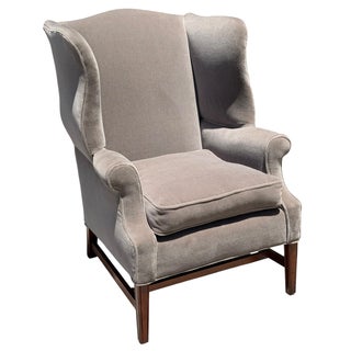 Antique Georgian Wingback Mohair Arm Chair For Sale