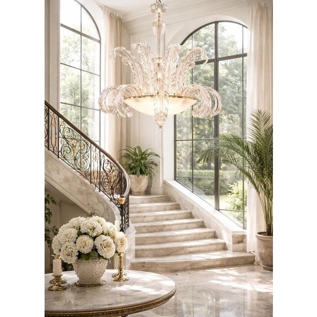 Art Deco Murano Glass Chandelier, 1940s For Sale - Image 11 of 13