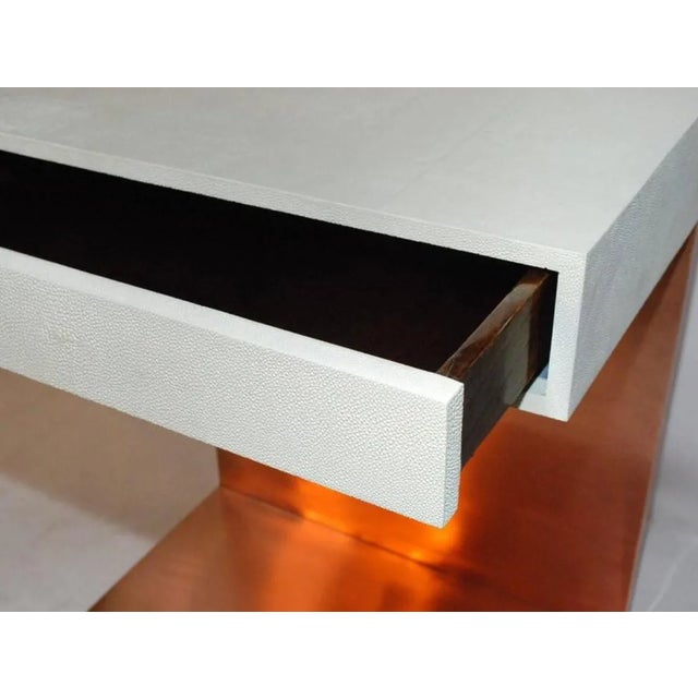 Brass Mid-Century Modern Shagreen and Copper Side Tables - a Pair For Sale - Image 8 of 11