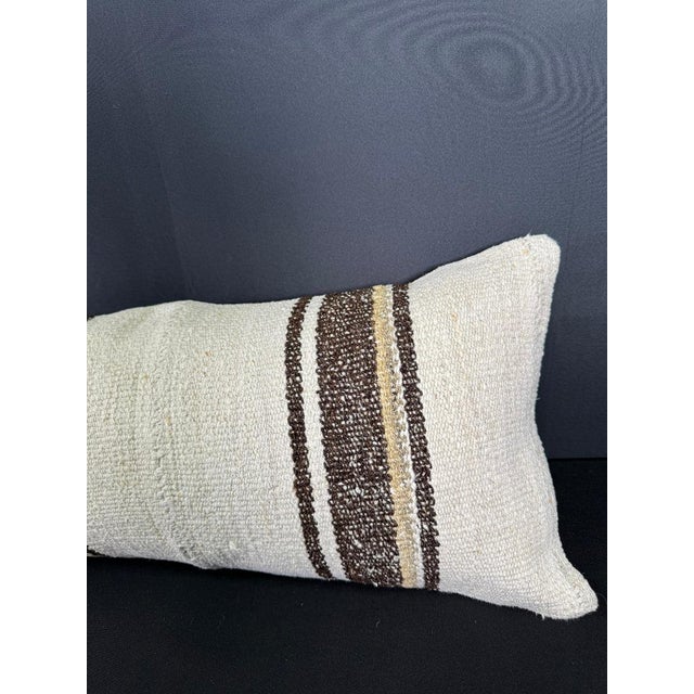 Turkish Hemp Pillow Cushion Natural Beige Brown Cushion Cover 12"x46" For Sale - Image 4 of 4