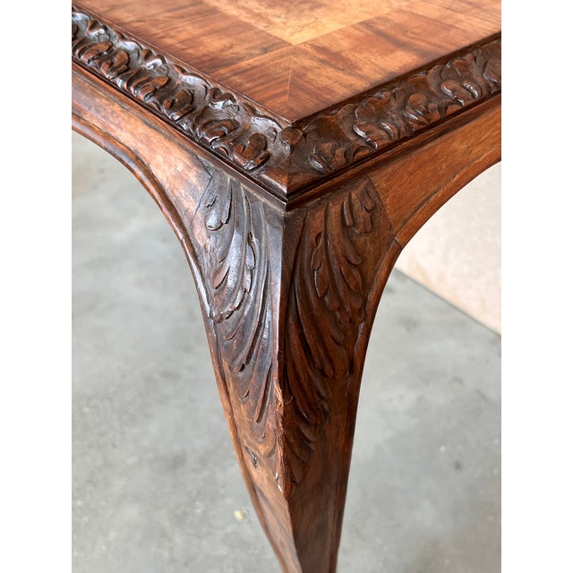 Vintage Burl Walnut Queen Anne Style Rectangular Coffee Table For Sale - Image 10 of 12