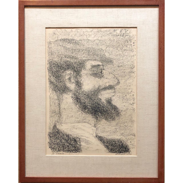 Anatoli Lvovich Kaplan, Vintage Russian Shtetl, Scene Judaica Lithograph Jewish Portrait, 1957-1961 For Sale