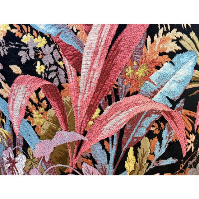 Black Moody Floral Woven Pillow Cover For Sale - Image 8 of 14