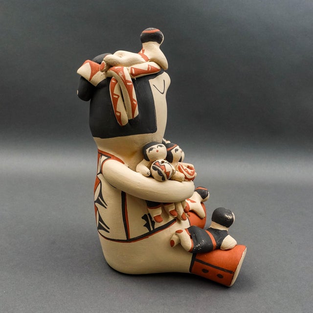 Mid 20th Century Mid 20th Century Marie Toya Signed Jemez Pueblo Storyteller 8 Children Pottery Sculpture Figurine For Sale - Image 5 of 9