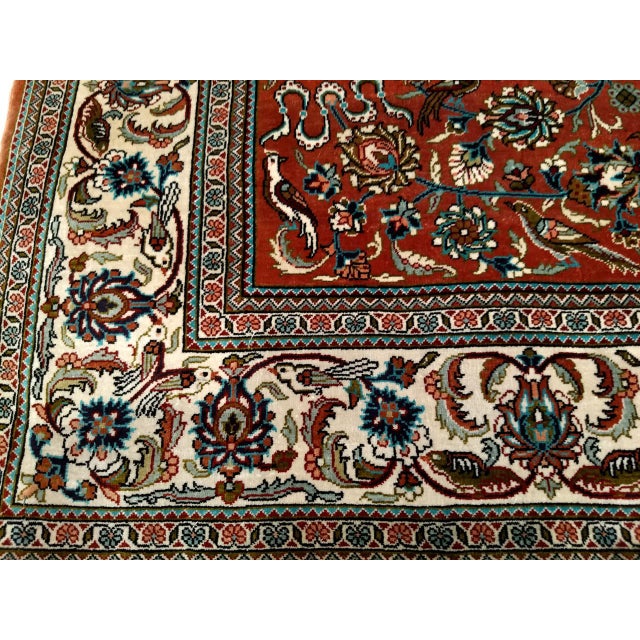 Textile Vintage Turkish Hereke Silk Rug, Hand-Knotted Garden Design, Copper Red, 3' x 5' For Sale - Image 7 of 10