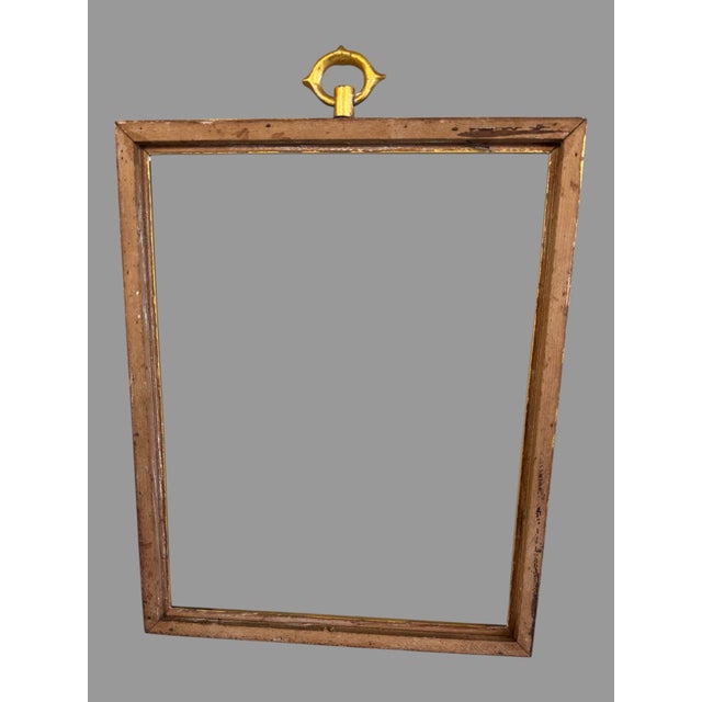 Gold Antique French of Italian Gilt Wooden Hanging 18" Picture Photo Mirror Frame For Sale - Image 8 of 8
